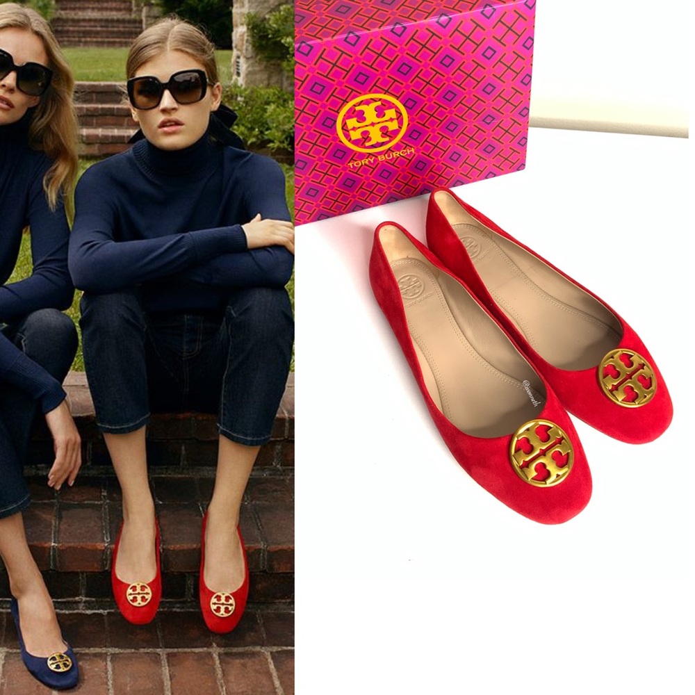Tory Burch
/ Chelsea Ballet - Suede Flats color red 
Size: 7.5